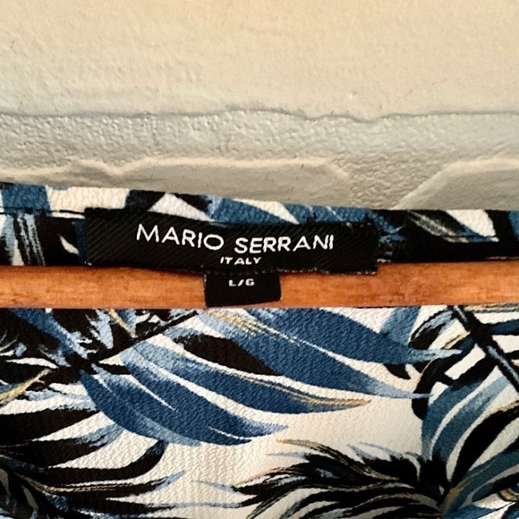 Mario Serrani Cute Tropical Palm leaves White/beige/navy/blue coverup Size L - Picture 5 of 13
